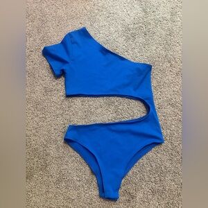 One-Shoulder Blue bodysuit